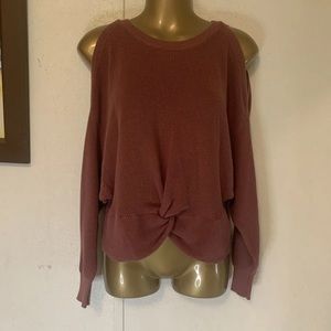 Express Top Pink  Women's Size XS Cold Shoulder Front Knot Shirt